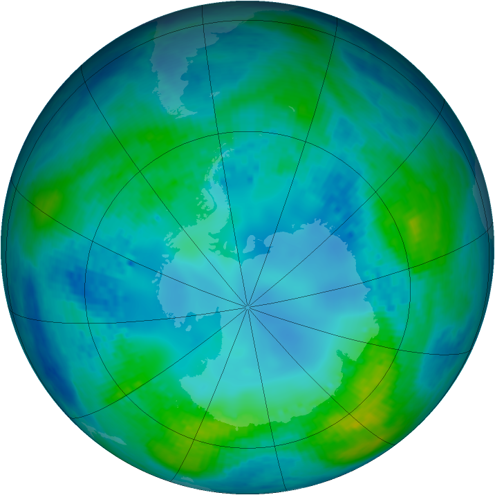 Antarctic ozone map for 03 May 2003